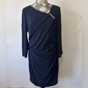 Escada Faux Wrap Shift dress in Navy - Size 40 - Medium